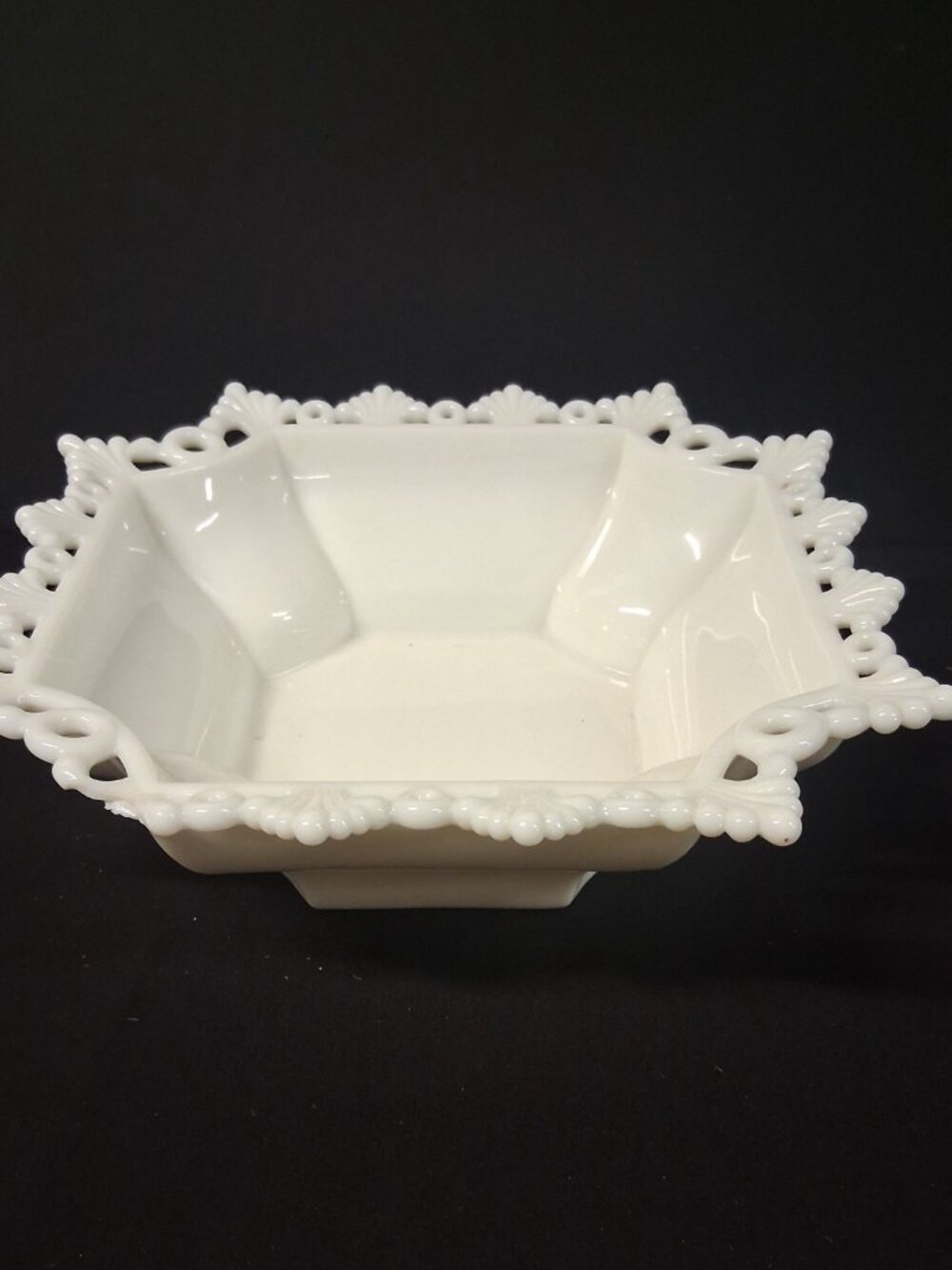 Westmoreland Ring & Petal Milk Glass Pierced Reticulated Bowl
